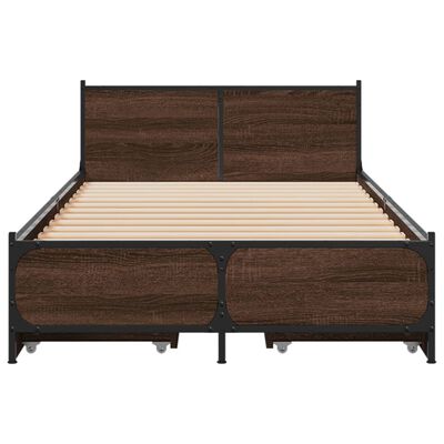 vidaXL Bedframe met lades bewerkt hout bruin eikenkleur 100x200 cm