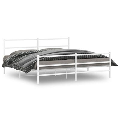 vidaXL Bedframe met hoofd- en voeteneinde metaal wit 200x200 cm