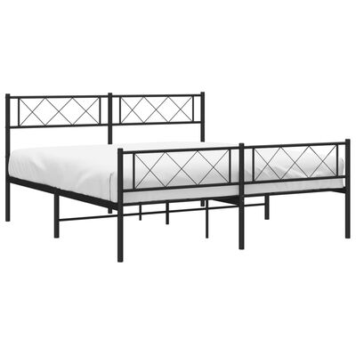 vidaXL Bedframe met hoofd- en voeteneinde metaal zwart 140x190 cm