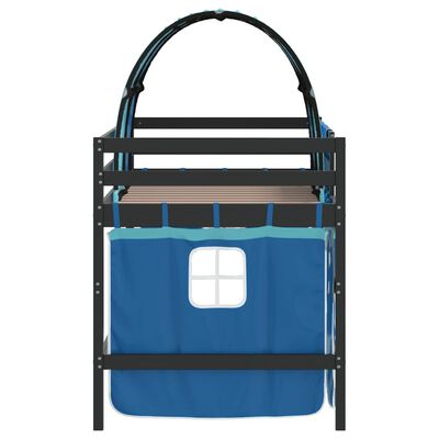 vidaXL Kinderhoogslaper met tunnel 80x200 cm massief grenenhout blauw