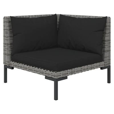 vidaXL 6-delige Loungeset met kussens poly rattan donkergrijs