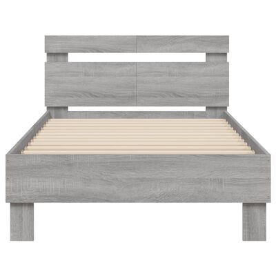 vidaXL Bedframe met hoofdeinde bewerkt hout grijs sonoma 100x200 cm