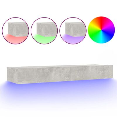 vidaXL Tv-meubel met LED-verlichting 120x35x15,5 cm betongrijs