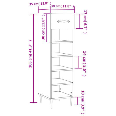 vidaXL Schoenenkast 30x35x105 cm bewerkt hout zwart