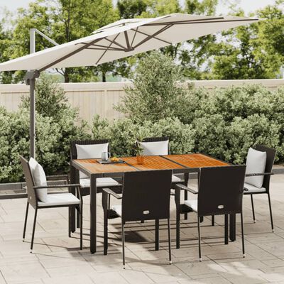 vidaXL 7-delige Tuinset met kussens poly rattan zwart