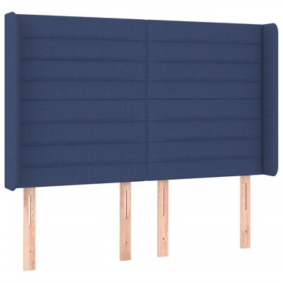 vidaXL Boxspring met matras en LED stof blauw 140x200 cm