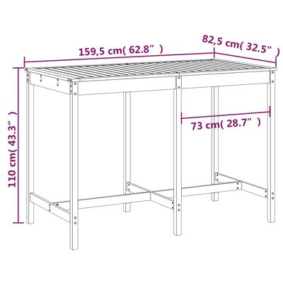 vidaXL Tuintafel 159,5x82,5x110 cm massief grenenhout