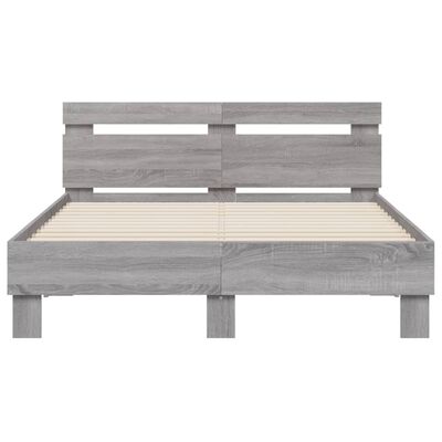 vidaXL Bedframe met hoofdeinde bewerkt hout grijs sonoma 120x200 cm