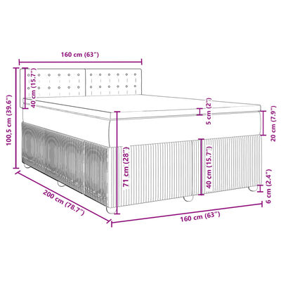 vidaXL Boxspring met matras fluweel blauw 160x200 cm