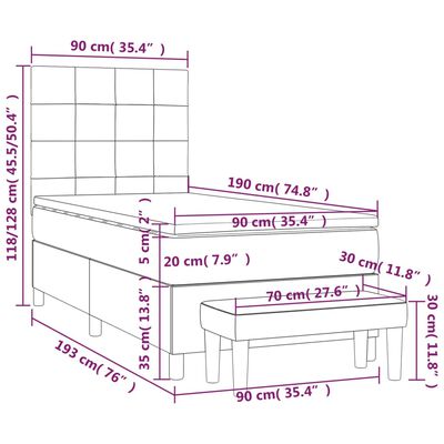 vidaXL Boxspring met matras fluweel roze 90x190 cm