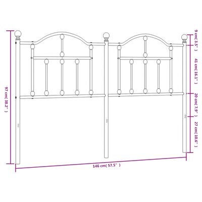 vidaXL Hoofdbord 140 cm metaal wit