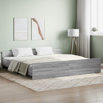 vidaXL Bedframe met hoofd- en voeteneinde grijs sonoma 200x200 cm