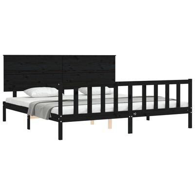 vidaXL Bedframe met hoofdbord massief hout zwart