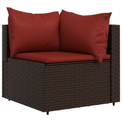 vidaXL 4-delige Loungeset met kussens poly rattan bruin