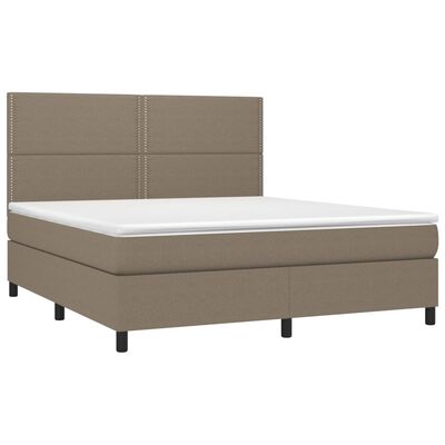 vidaXL Boxspring met matras en LED stof taupe 180x200 cm