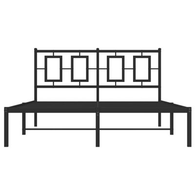 vidaXL Bedframe met hoofdbord metaal zwart 135x190 cm