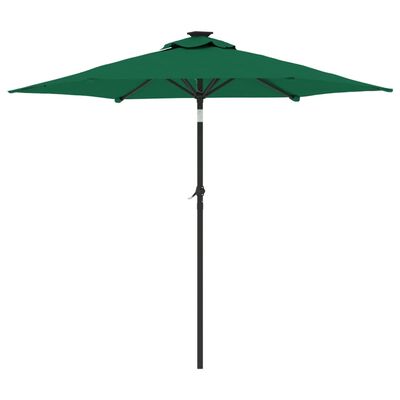 vidaXL Parasol met LED's en stalen paal 225x225x212 cm groen