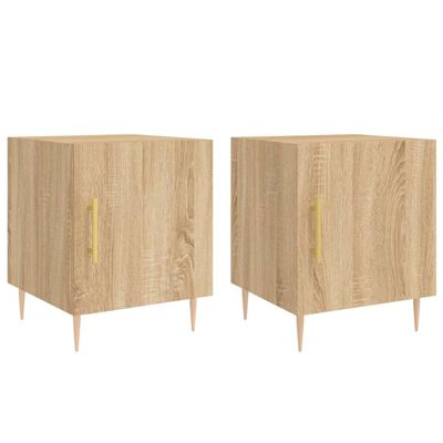 vidaXL Nachtkastjes 2 st 40x40x50 cm bewerkt hout sonoma eikenkleurig