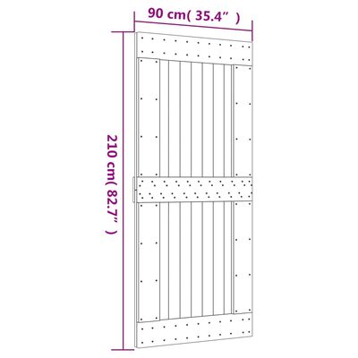 vidaXL Schuifdeur met beslag 90x210 cm massief grenenhout