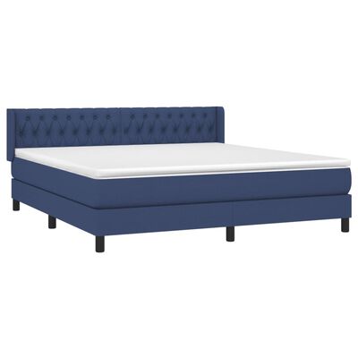 vidaXL Boxspring met matras stof blauw 180x200 cm