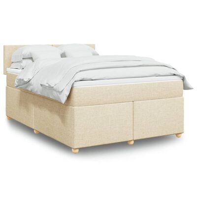 vidaXL Boxspring met matras stof crèmekleurig 160x200 cm