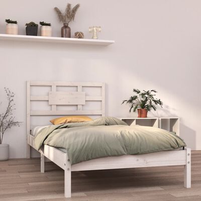 vidaXL Bedframe massief hout wit 90x200 cm