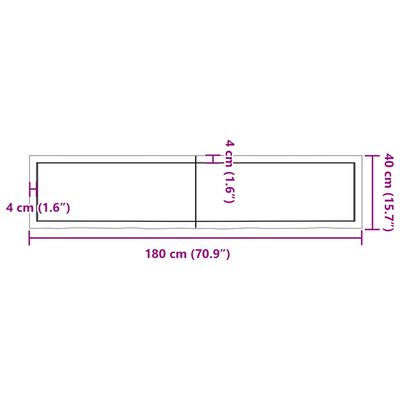 vidaXL Tafelblad 180x40x(2-6)cm behandeld eikenhout donkerbruin