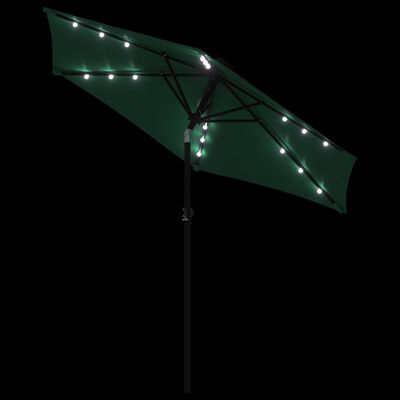 vidaXL Parasol met LED's en stalen paal 225x225x212 cm groen