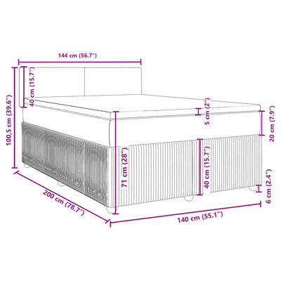 vidaXL Boxspring met matras stof donkerbruin 140x200 cm