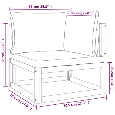 vidaXL 6-delige Loungeset met kussens massief hout taupe