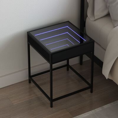 vidaXL Nachtkastje met Infinity LED 40x40x51 cm zwart