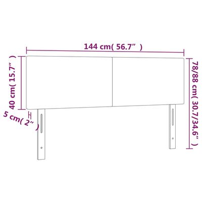 vidaXL Hoofdborden 2 st 72x5x78/88 cm fluweel lichtgrijs