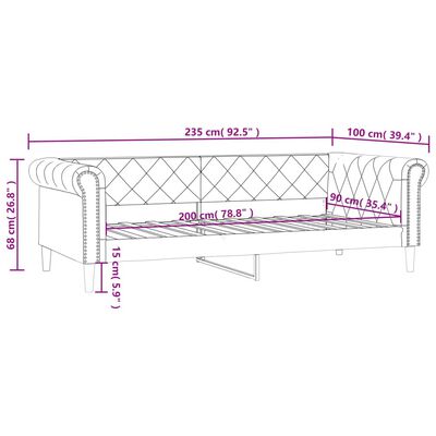 vidaXL Slaapbank 90x200 cm kunstleer crèmekleurig