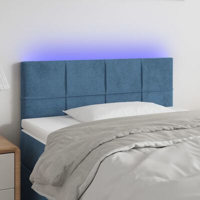 vidaXL Hoofdbord LED 100x5x78/88 cm fluweel donkerblauw