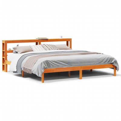 vidaXL Bedframe met hoofdbord massief grenenhout wasbruin 200x200 cm