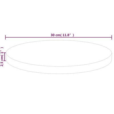 vidaXL Tafelblad rond Ø30x2,5 cm onbehandeld massief eikenhout