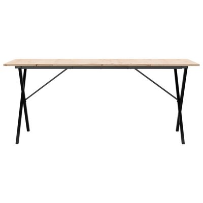 vidaXL Eettafel X-frame 180x90x75 cm massief grenenhout en gietijzer