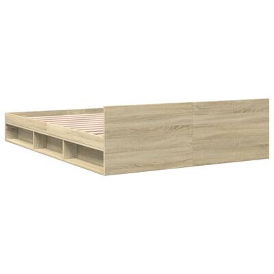 vidaXL Bedframe met lades bewerkt hout sonoma eikenkleurig 140x190 cm