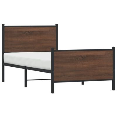 vidaXL Bedframe hoofd- en voeteneinde metaal bruin eiken 90x200 cm