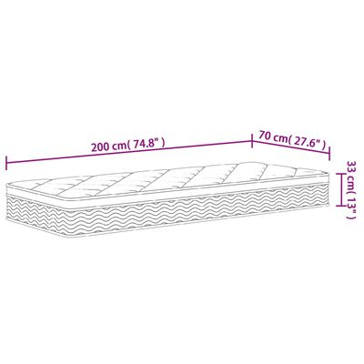 vidaXL Pocketveringmatras middelhard-plus 70x200 cm