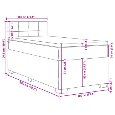 vidaXL Boxspring met matras stof taupe 100x200 cm