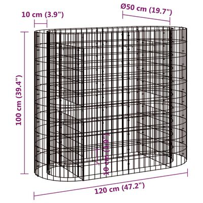 vidaXL Gabion plantenbak verhoogd 120x50x100 cm gegalvaniseerd ijzer