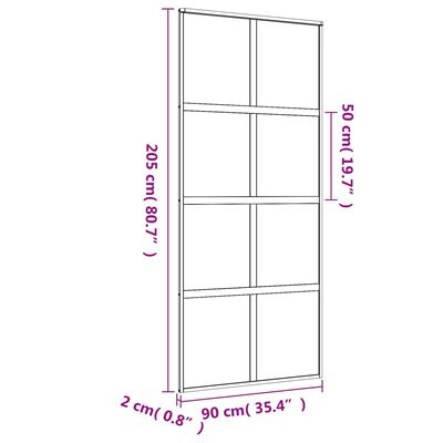 vidaXL Schuifdeur 90x205 cm mat ESG-glas en aluminium goudkleurig