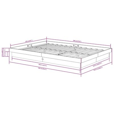 vidaXL Bedframe massief hout zwart 120x190 cm