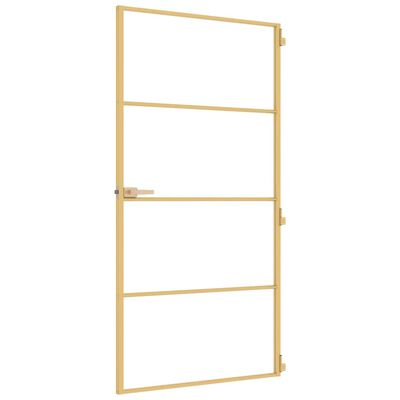 vidaXL Binnendeur smal 102,5x201,5 cm gehard glas en aluminium goud