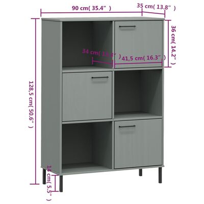 vidaXL Boekenkast met metalen poten OSLO 90x35x128,5 cm hout grijs