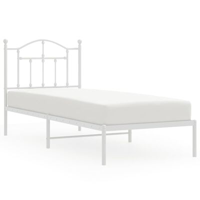 vidaXL Bedframe met hoofdbord metaal wit 90x190 cm