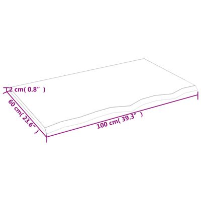 vidaXL Tafelblad 100x60x2 cm behandeld massief eikenhout lichtbruin