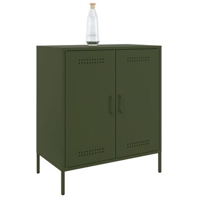 vidaXL Dressoir 68x39x79 cm staal olijfgroen