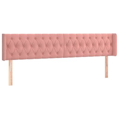 vidaXL Hoofdbord met randen 203x16x78/88 cm fluweel roze